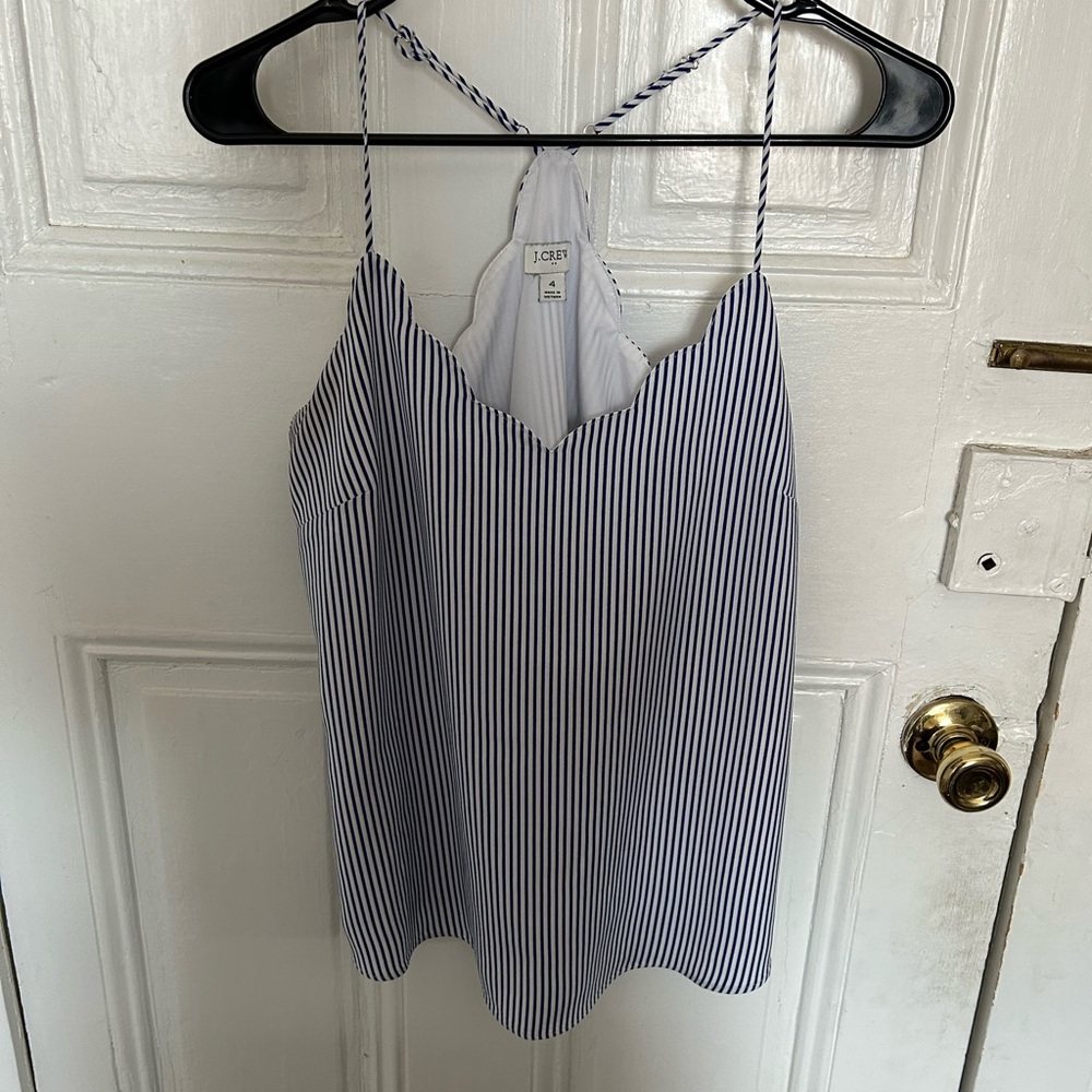 J. Crew Bright Navy and White Striped Camisole
